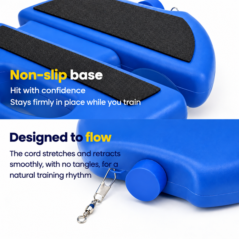 Non-slip pads under the base and the anti-tangle swivel clip